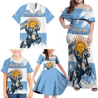 Personalized Argentina Flag Day 20th June Family Matching Off Shoulder Maxi Dress and Hawaiian Shirt Manuel Belgrano