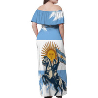Personalized Argentina Flag Day 20th June Family Matching Off Shoulder Maxi Dress and Hawaiian Shirt Manuel Belgrano
