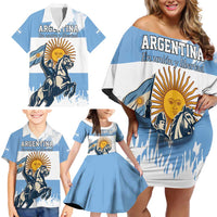 Personalized Argentina Flag Day 20th June Family Matching Off Shoulder Short Dress and Hawaiian Shirt Manuel Belgrano