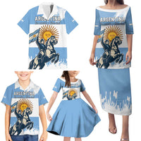 Personalized Argentina Flag Day 20th June Family Matching Puletasi and Hawaiian Shirt Manuel Belgrano