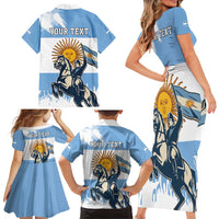 Personalized Argentina Flag Day 20th June Family Matching Short Sleeve Bodycon Dress and Hawaiian Shirt Manuel Belgrano