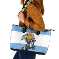 Personalized Argentina Flag Day 20th June Leather Tote Bag Manuel Belgrano