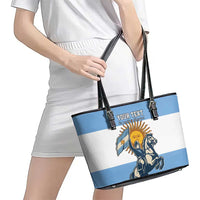 Personalized Argentina Flag Day 20th June Leather Tote Bag Manuel Belgrano