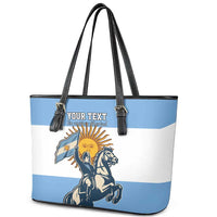 Personalized Argentina Flag Day 20th June Leather Tote Bag Manuel Belgrano