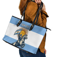 Personalized Argentina Flag Day 20th June Leather Tote Bag Manuel Belgrano