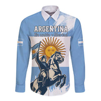 Personalized Argentina Flag Day 20th June Long Sleeve Button Shirt Manuel Belgrano