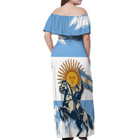 Personalized Argentina Flag Day 20th June Off Shoulder Maxi Dress Manuel Belgrano