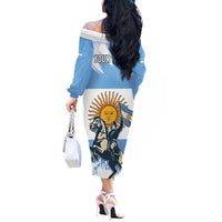 Personalized Argentina Flag Day 20th June Off The Shoulder Long Sleeve Dress Manuel Belgrano