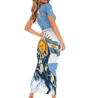 Personalized Argentina Flag Day 20th June Short Sleeve Bodycon Dress Manuel Belgrano