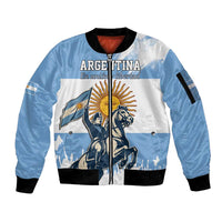 Personalized Argentina Flag Day 20th June Sleeve Zip Bomber Jacket Manuel Belgrano