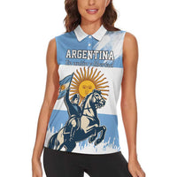 Personalized Argentina Flag Day 20th June Women Sleeveless Polo Shirt Manuel Belgrano