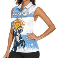 Personalized Argentina Flag Day 20th June Women Sleeveless Polo Shirt Manuel Belgrano
