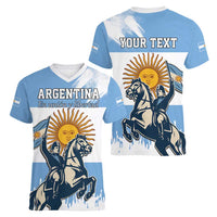 Personalized Argentina Flag Day 20th June Women V-Neck T-Shirt Manuel Belgrano