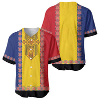 Romania National Flag Day 26th June Baseball Jersey Red Traditional Embroidery Patterns