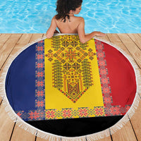 Romania National Flag Day 26th June Beach Blanket Red Traditional Embroidery Patterns