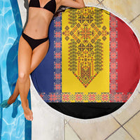 Romania National Flag Day 26th June Beach Blanket Red Traditional Embroidery Patterns