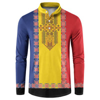 Romania National Flag Day 26th June Button Sweatshirt Red Traditional Embroidery Patterns