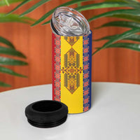 Romania National Flag Day 26th June 4 in 1 Can Cooler Tumbler Red Traditional Embroidery Patterns