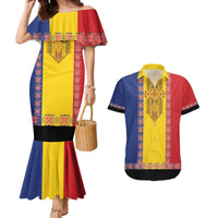 Romania National Flag Day 26th June Couples Matching Mermaid Dress and Hawaiian Shirt Red Traditional Embroidery Patterns