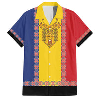 Romania National Flag Day 26th June Family Matching Off The Shoulder Long Sleeve Dress and Hawaiian Shirt Red Traditional Embroidery Patterns