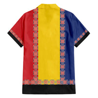 Romania National Flag Day 26th June Family Matching Off The Shoulder Long Sleeve Dress and Hawaiian Shirt Red Traditional Embroidery Patterns
