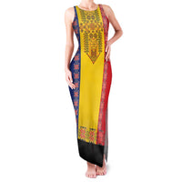 Romania National Flag Day 26th June Family Matching Tank Maxi Dress and Hawaiian Shirt Red Traditional Embroidery Patterns