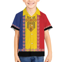 Romania National Flag Day 26th June Family Matching Tank Maxi Dress and Hawaiian Shirt Red Traditional Embroidery Patterns