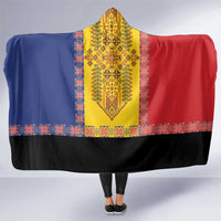 Romania National Flag Day 26th June Hooded Blanket Red Traditional Embroidery Patterns