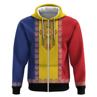 Romania National Flag Day 26th June Hoodie Red Traditional Embroidery Patterns