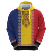 Romania National Flag Day 26th June Hoodie Red Traditional Embroidery Patterns
