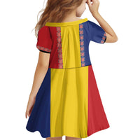 Romania National Flag Day 26th June Kid Short Sleeve Dress Red Traditional Embroidery Patterns
