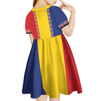Romania National Flag Day 26th June Kid Short Sleeve Dress Red Traditional Embroidery Patterns
