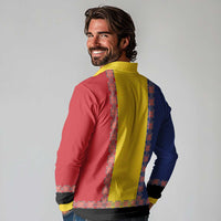 Romania National Flag Day 26th June Long Sleeve Polo Shirt Red Traditional Embroidery Patterns