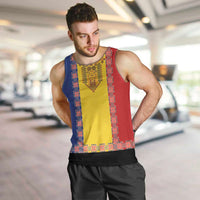 Romania National Flag Day 26th June Men Tank Top Red Traditional Embroidery Patterns