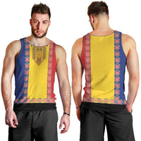 Romania National Flag Day 26th June Men Tank Top Red Traditional Embroidery Patterns