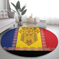 Romania National Flag Day 26th June Round Carpet Red Traditional Embroidery Patterns