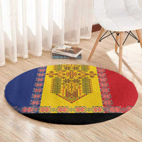 Romania National Flag Day 26th June Round Carpet Red Traditional Embroidery Patterns