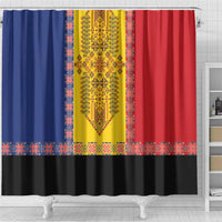 Romania National Flag Day 26th June Shower Curtain Red Traditional Embroidery Patterns