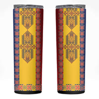 Romania National Flag Day 26th June Skinny Tumbler Red Traditional Embroidery Patterns