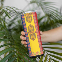 Romania National Flag Day 26th June Skinny Tumbler Red Traditional Embroidery Patterns