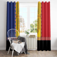 Romania National Flag Day 26th June Window Curtain Red Traditional Embroidery Patterns