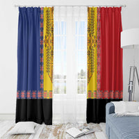 Romania National Flag Day 26th June Window Curtain Red Traditional Embroidery Patterns