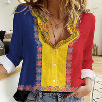Romania National Flag Day 26th June Women Casual Shirt Red Traditional Embroidery Patterns