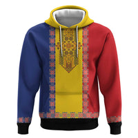 Romania National Flag Day 26th June Zip Hoodie Red Traditional Embroidery Patterns
