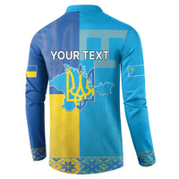 Personalized Crimean Tatar Flag Day Button Sweatshirt Ukraine Crimea Map