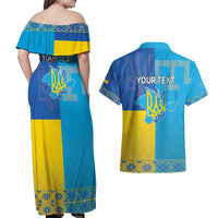Personalized Crimean Tatar Flag Day Couples Matching Off Shoulder Maxi Dress and Hawaiian Shirt Ukraine Crimea Map