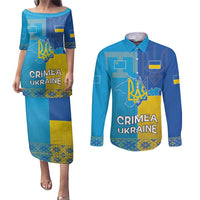 Personalized Crimean Tatar Flag Day Couples Matching Puletasi and Long Sleeve Button Shirt Ukraine Crimea Map