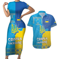 Personalized Crimean Tatar Flag Day Couples Matching Short Sleeve Bodycon Dress and Hawaiian Shirt Ukraine Crimea Map