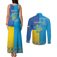 Personalized Crimean Tatar Flag Day Couples Matching Tank Maxi Dress and Long Sleeve Button Shirt Ukraine Crimea Map