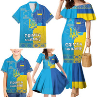 Personalized Crimean Tatar Flag Day Family Matching Mermaid Dress and Hawaiian Shirt Ukraine Crimea Map